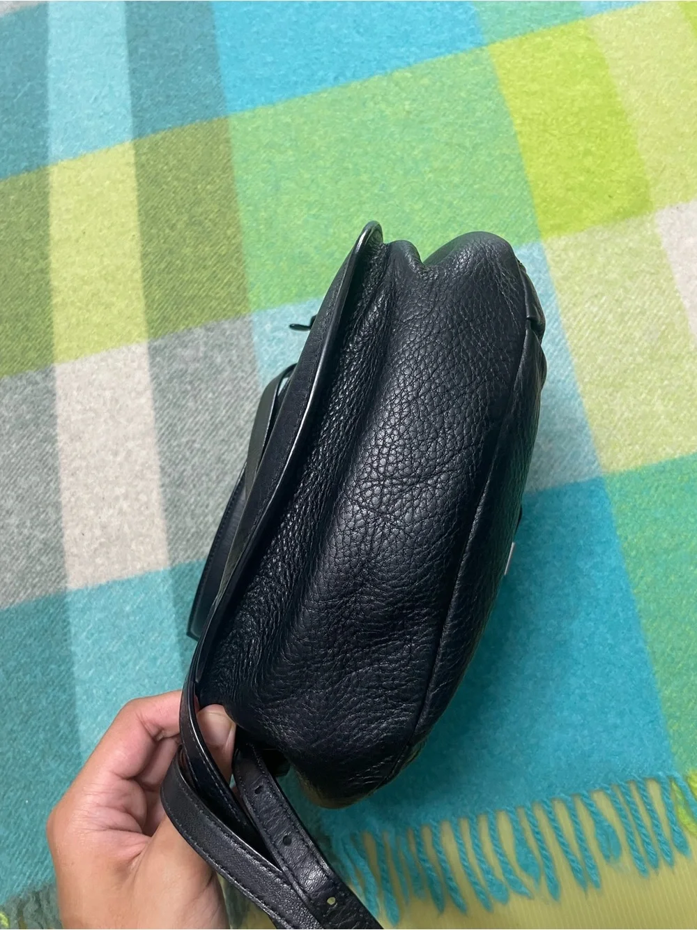 Polo Ralph Lauren Baguette Double Strap Leather Black Hand Crossbody Bag